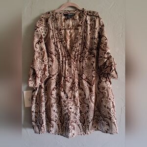 Denim 24/7 Brown and White Floral Top